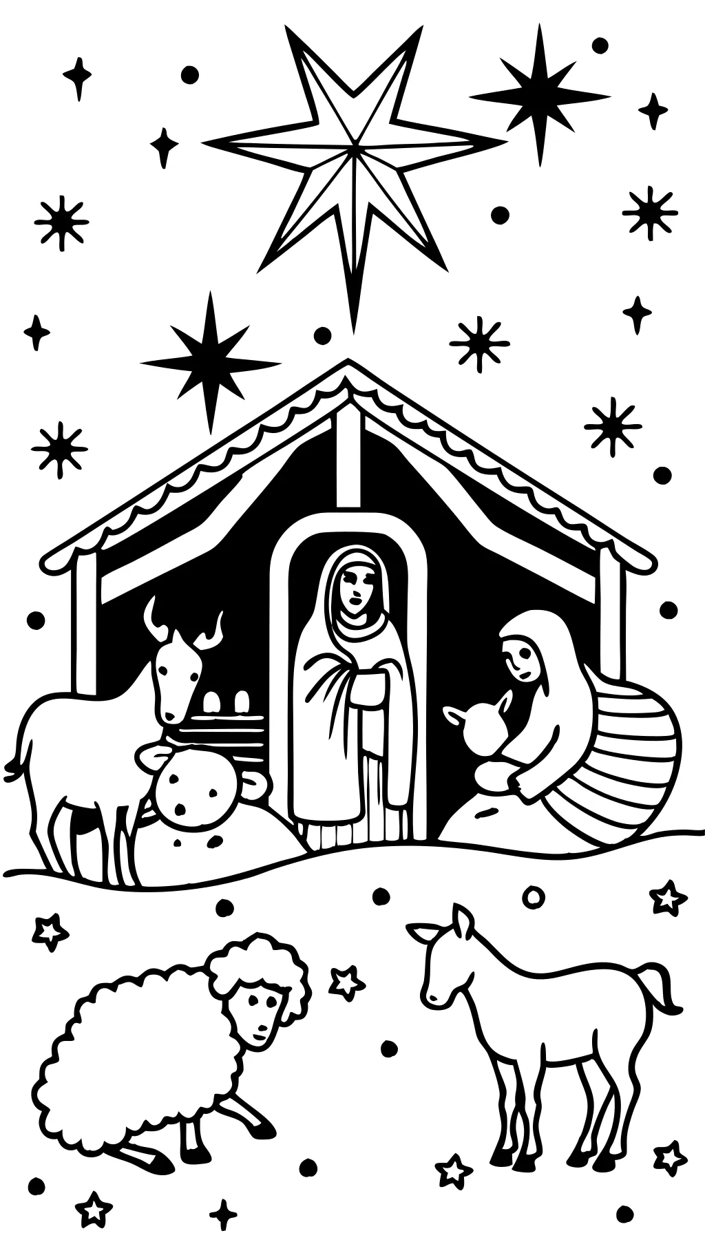 Página para colorear de la Navidad de Jesús